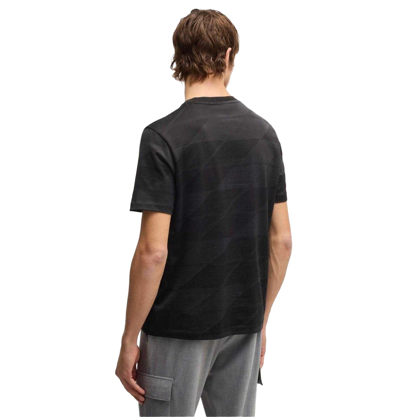 Black - Back - Boss Mens C-Thompson 35 Two Tone Jacquard T-Shirt