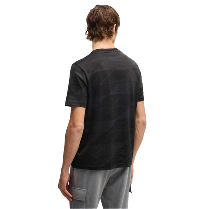 Black - Back - Boss Mens C-Thompson 35 Two Tone Jacquard T-Shirt