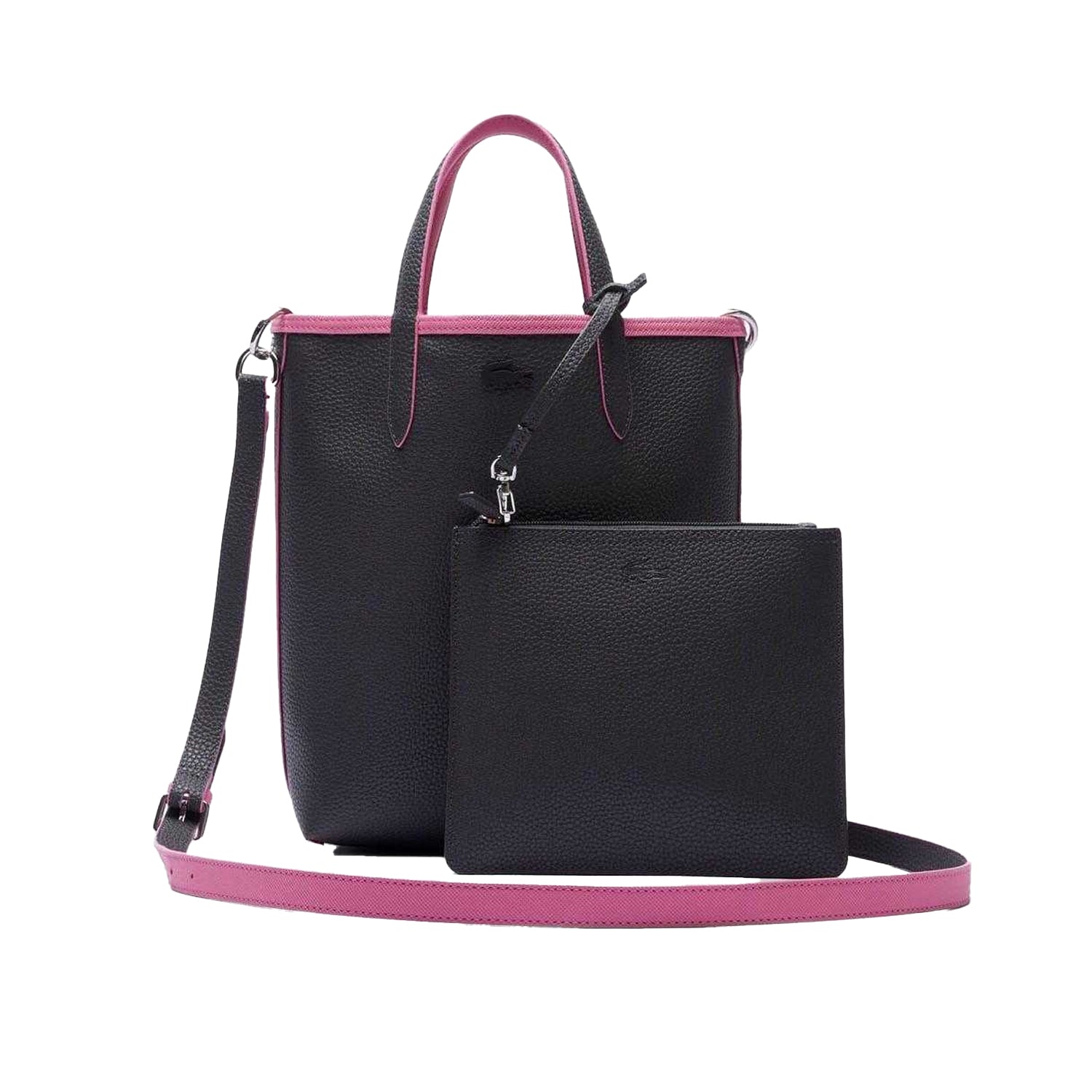 Pink-Black - Back - Lacoste Anna Vertical Reversible Tote Bag