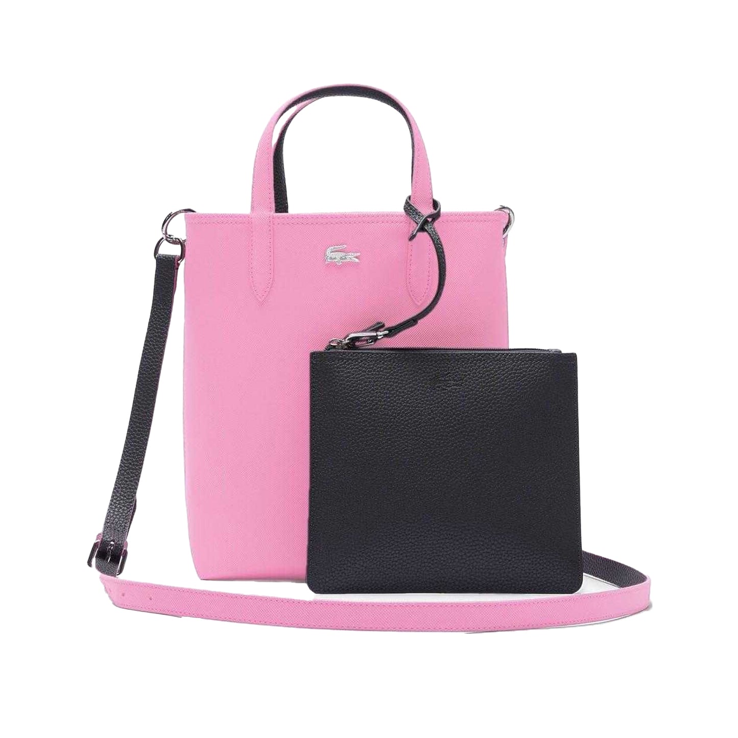 Pink-Black - Front - Lacoste Anna Vertical Reversible Tote Bag