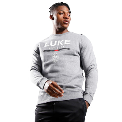 Grey - Lifestyle - Luke 1977 Mens Mixed Print Crew Neck Sweatshirt