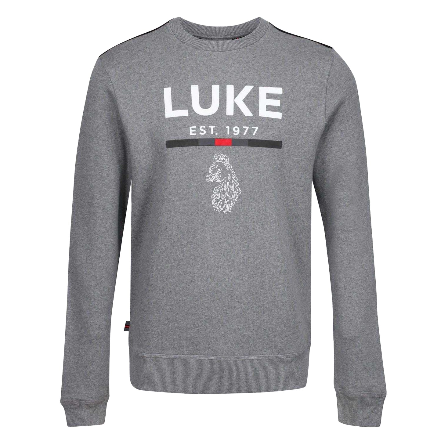 Grey - Front - Luke 1977 Mens Mixed Print Crew Neck Sweatshirt