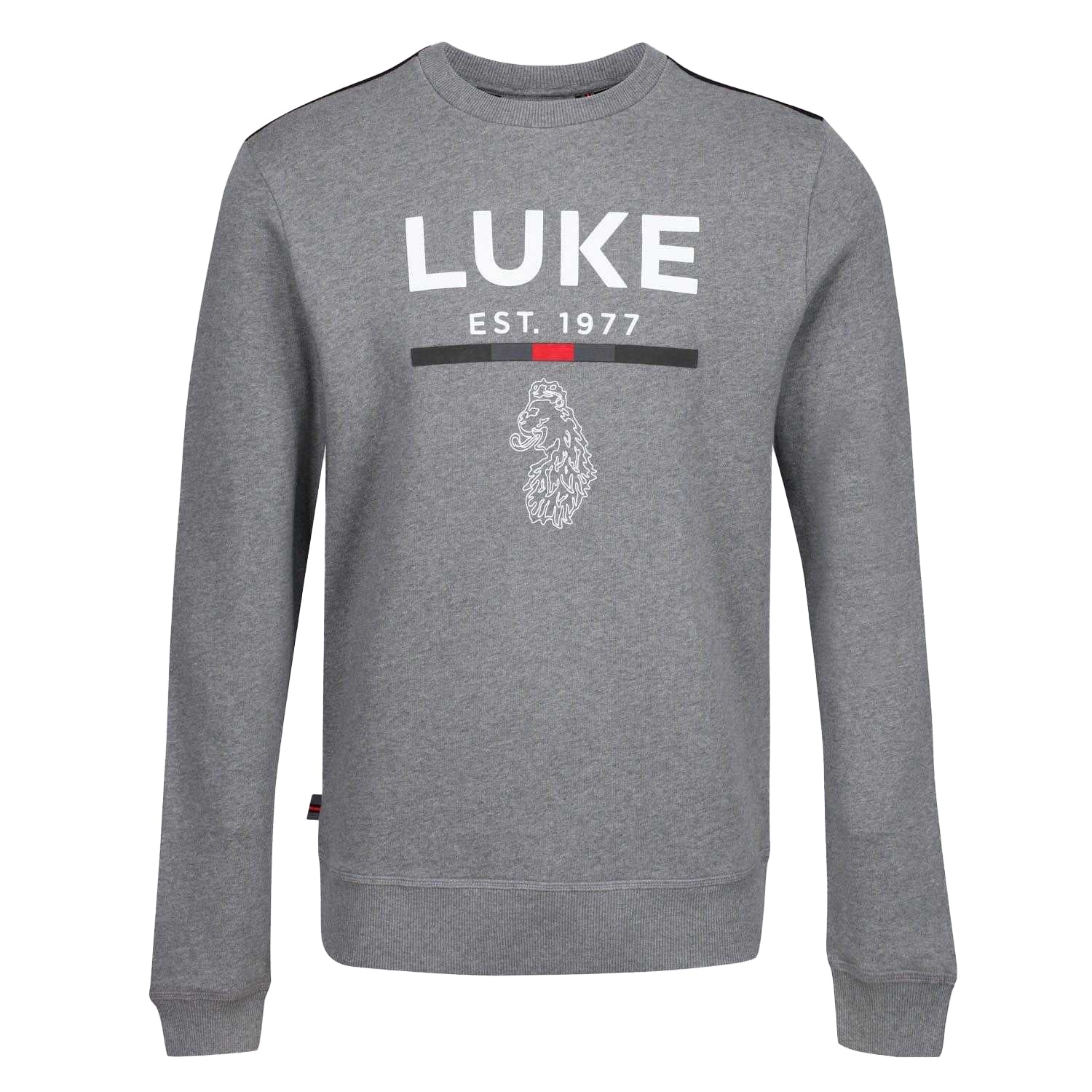 Grey - Front - Luke 1977 Mens Mixed Print Crew Neck Sweatshirt