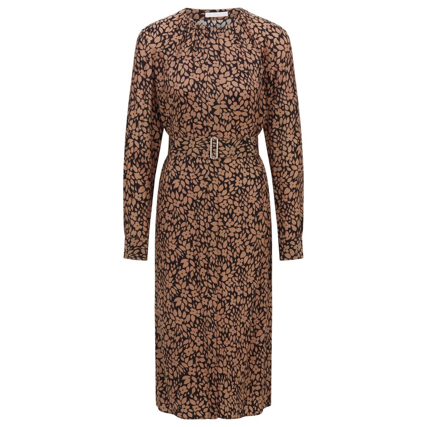 Black-Brown - Front - Boss Womens-Ladies Dibanora2 Silk Dress