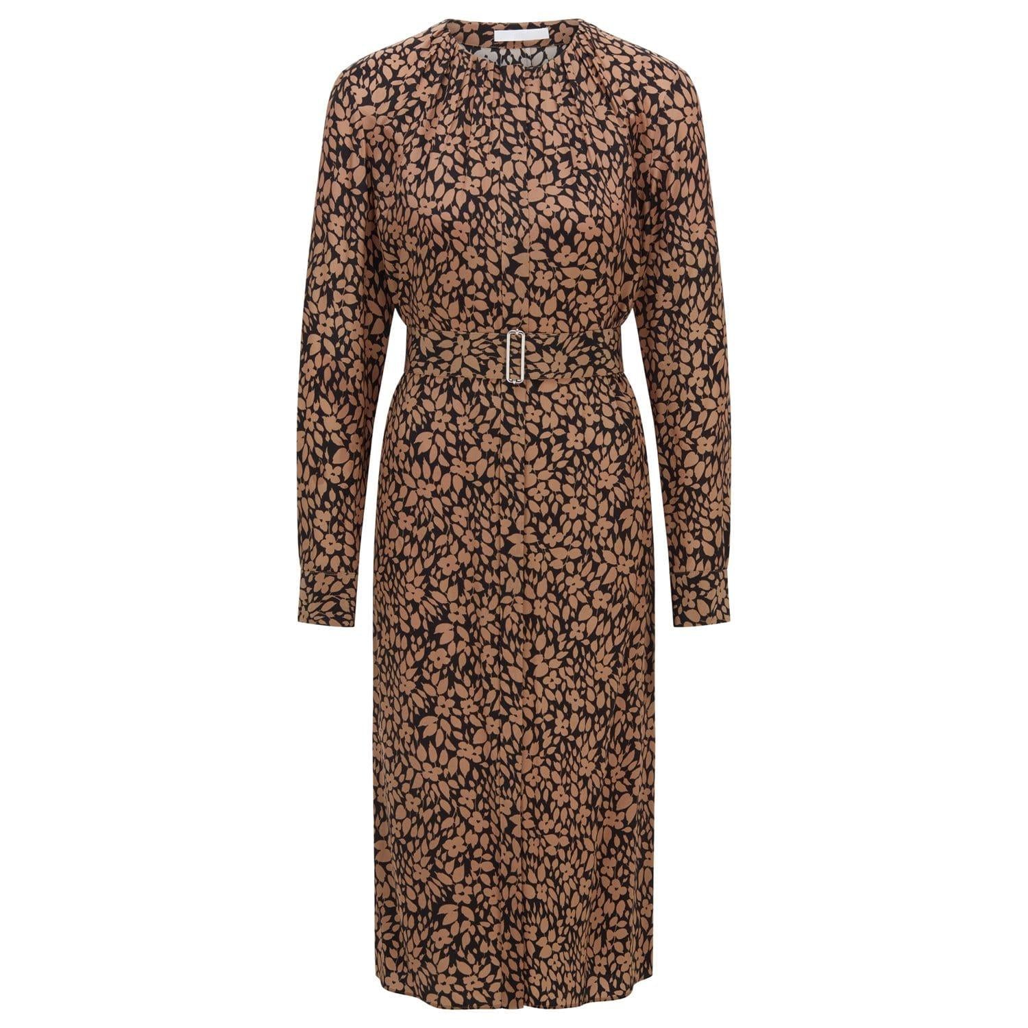 Black-Brown - Front - Boss Womens-Ladies Dibanora2 Silk Dress