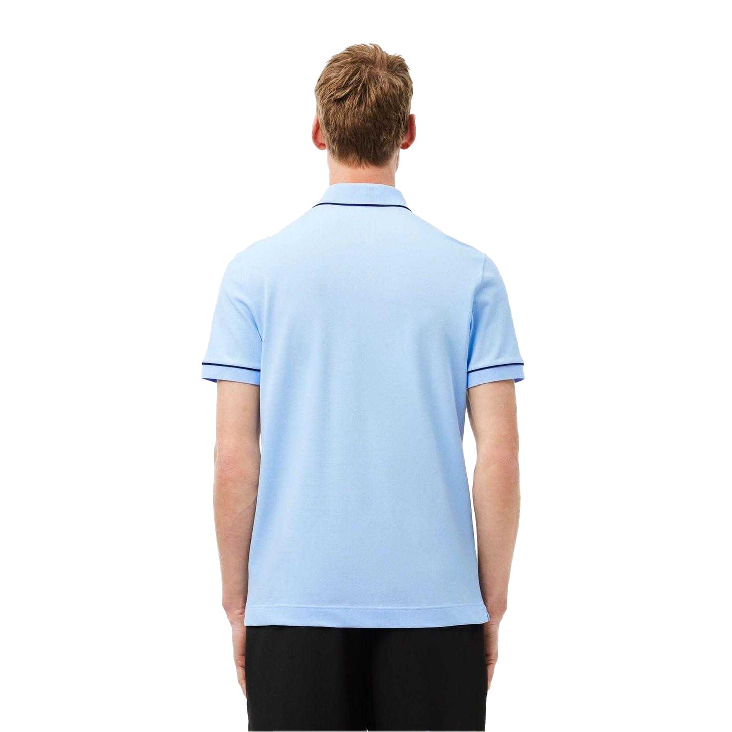 Light Blue - Back - Lacoste Mens Paris Pique Stretch Regular Polo Shirt