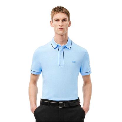Light Blue - Lifestyle - Lacoste Mens Paris Pique Stretch Regular Polo Shirt