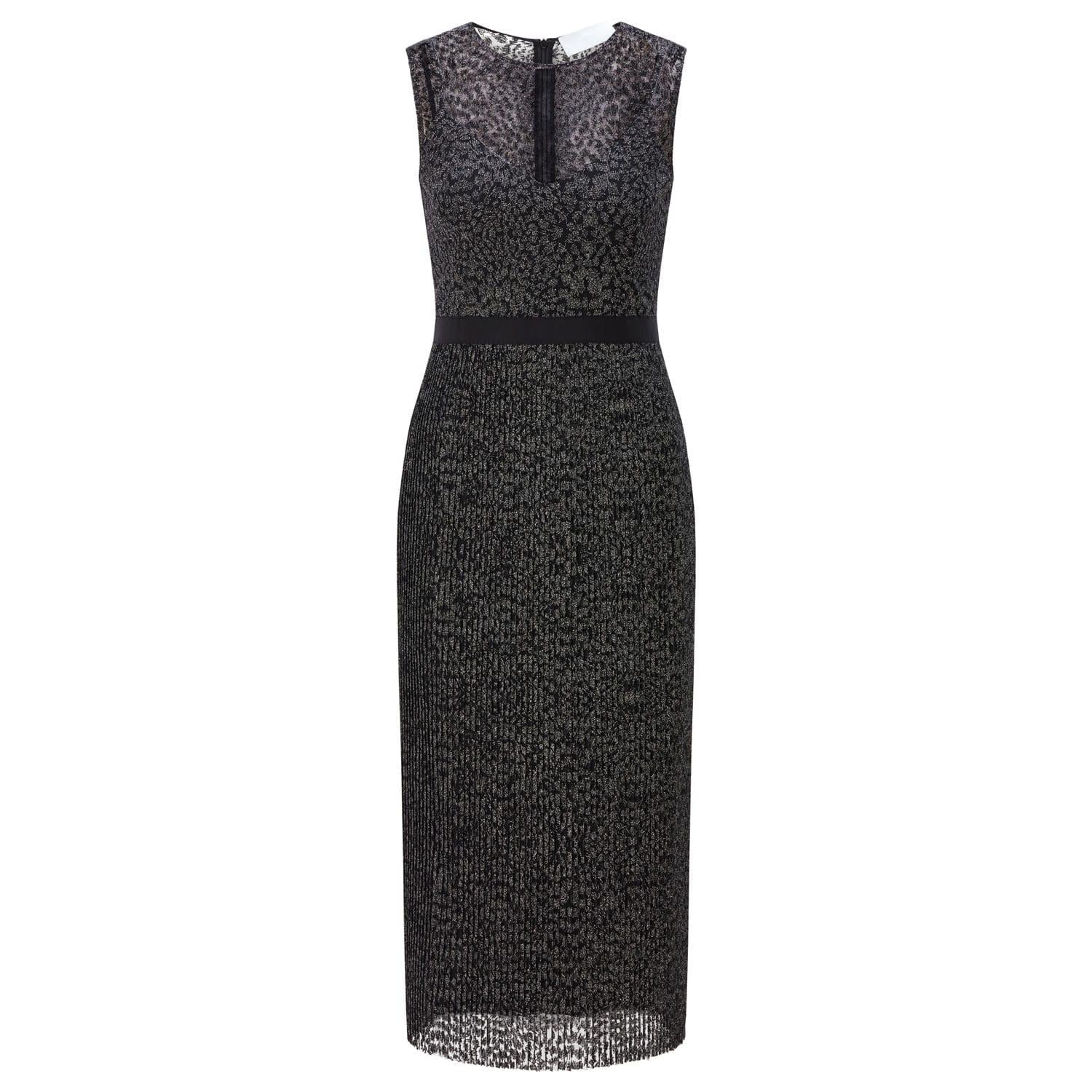 Black-Silver - Front - Boss Womens-Ladies Delyra Midi Dress