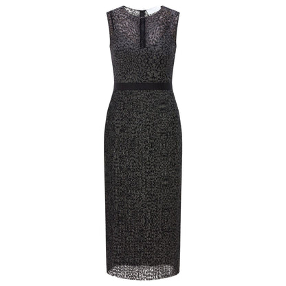 Black-Silver - Front - Boss Womens-Ladies Delyra Midi Dress