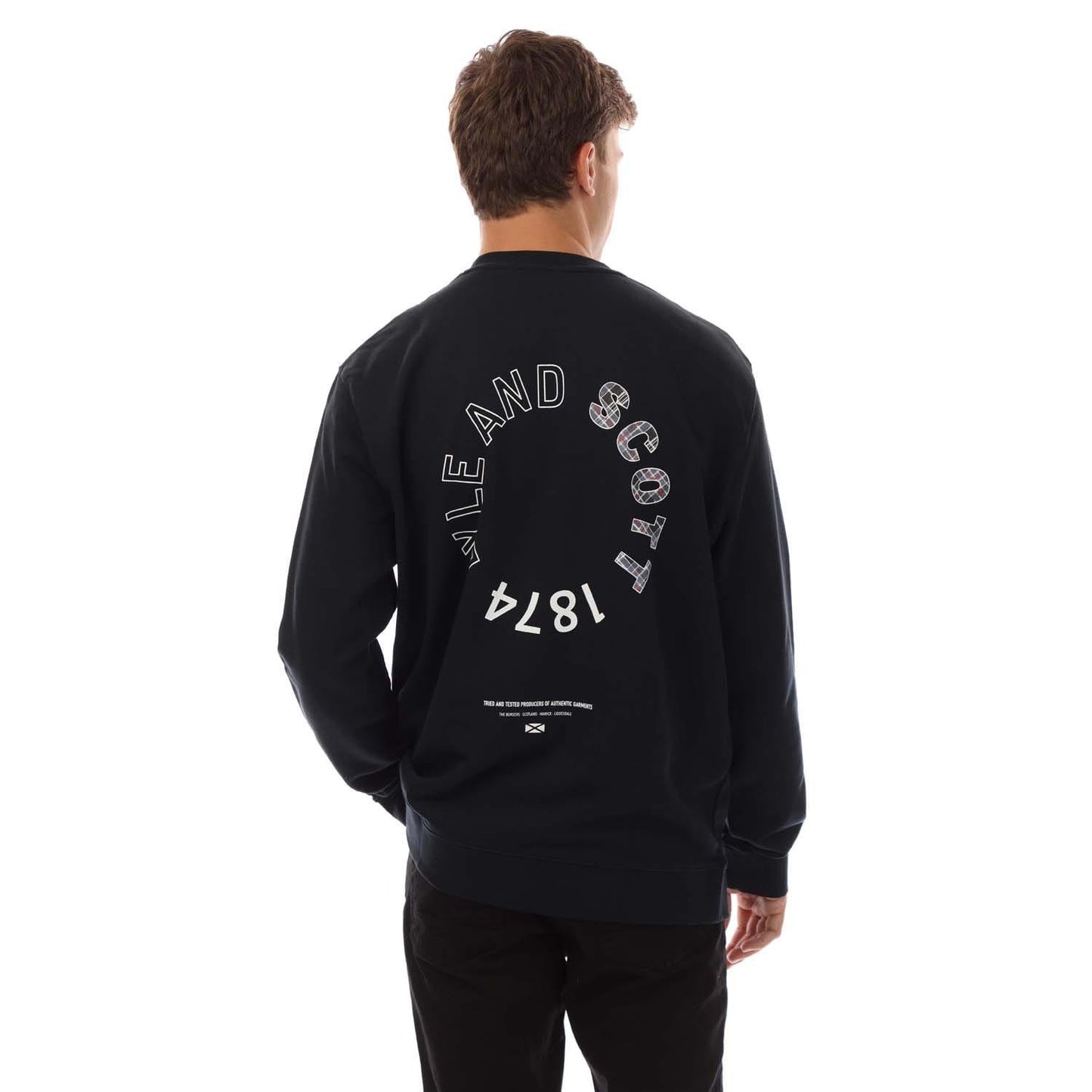 Navy - Back - Lyle & Scott Mens Tartan Heritage Graphic Sweatshirt