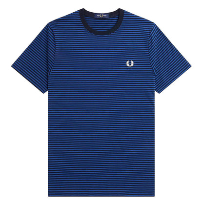 Blue - Front - Fred Perry Mens Fine Stripe Short-Sleeved T-Shirt