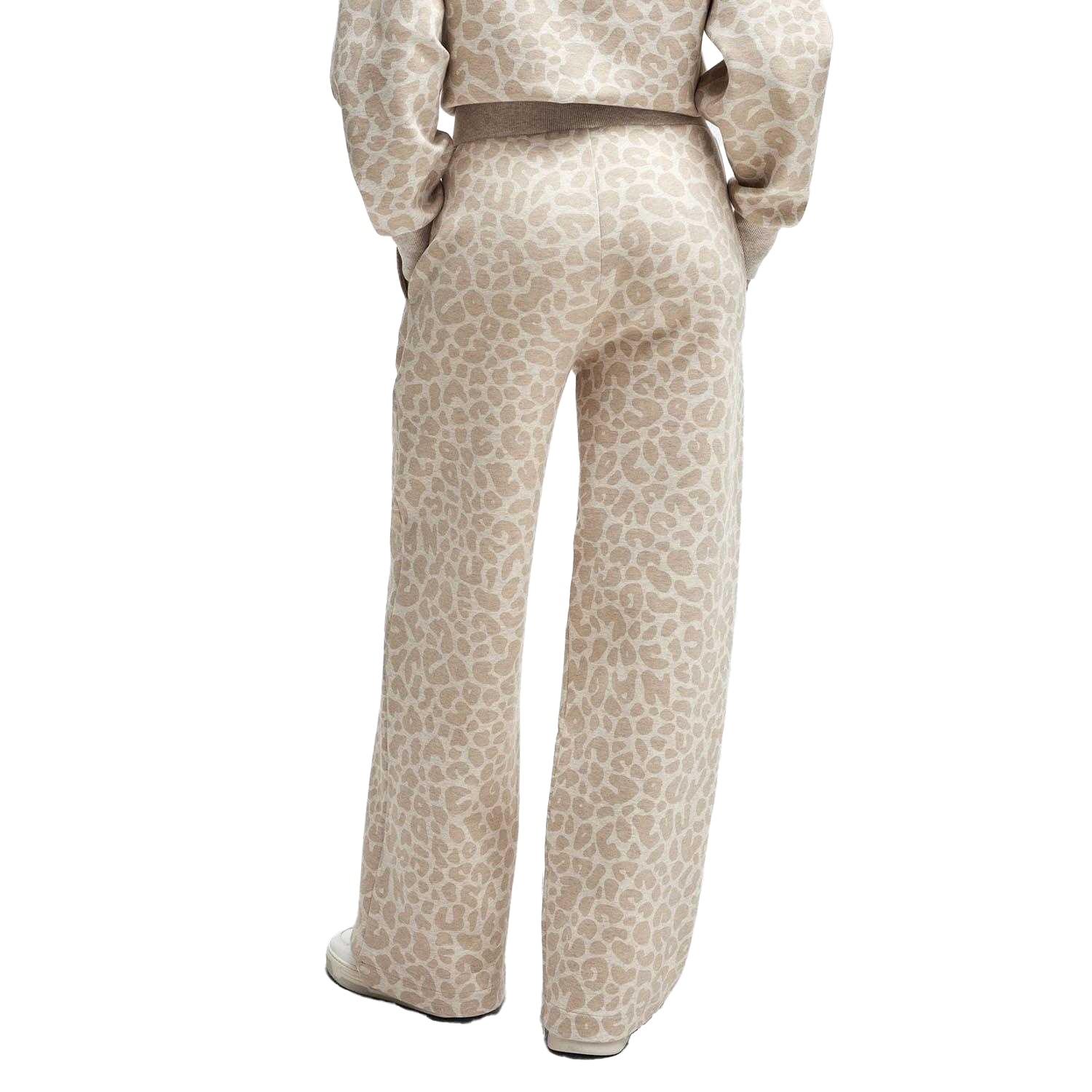 Beige - Back - Boss Womens-Ladies Naomi Leopard Print Tracksuit Bottoms