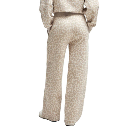 Beige - Back - Boss Womens-Ladies Naomi Leopard Print Tracksuit Bottoms
