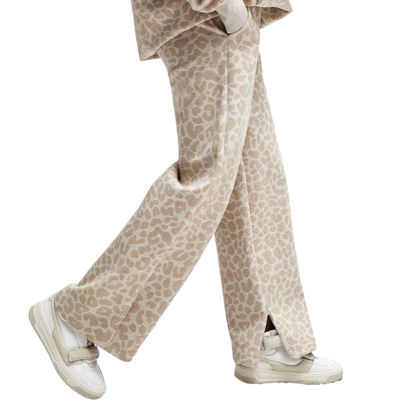 Beige - Side - Boss Womens-Ladies Naomi Leopard Print Tracksuit Bottoms