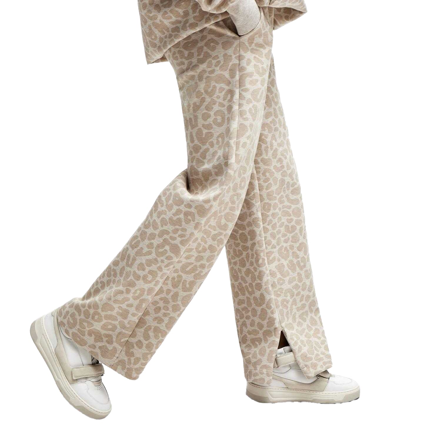 Beige - Side - Boss Womens-Ladies Naomi Leopard Print Tracksuit Bottoms