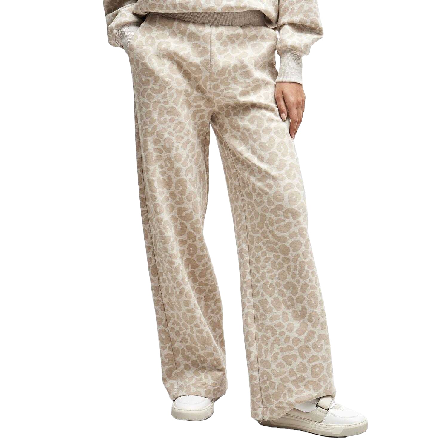 Beige - Lifestyle - Boss Womens-Ladies Naomi Leopard Print Tracksuit Bottoms