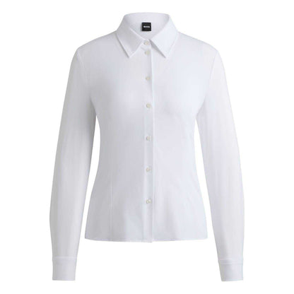 White - Front - Boss Womens-Ladies Boanna Extra-Slim Blouse