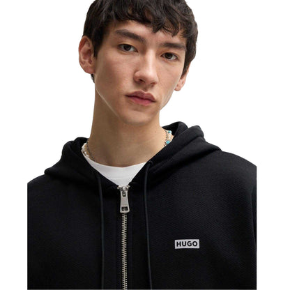 Black - Side - Hugo Mens Nardimez Logo Full Zip Hoodie