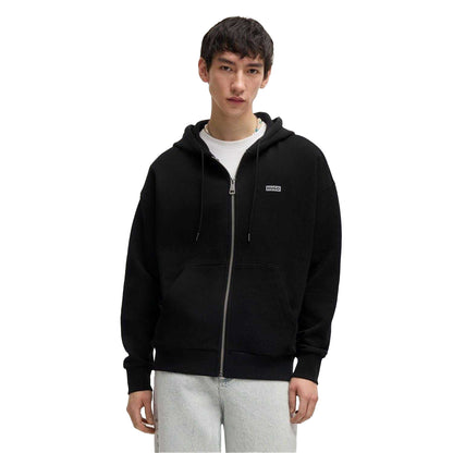 Black - Pack Shot - Hugo Mens Nardimez Logo Full Zip Hoodie