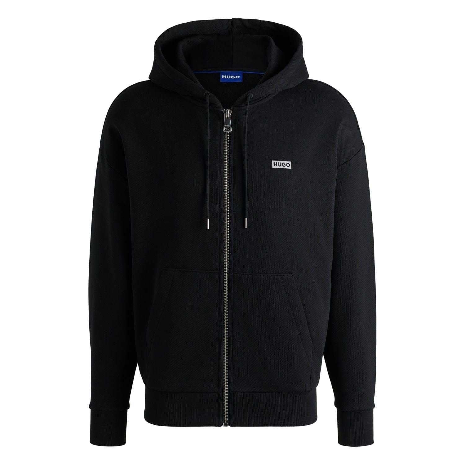 Black - Front - Hugo Mens Nardimez Logo Full Zip Hoodie