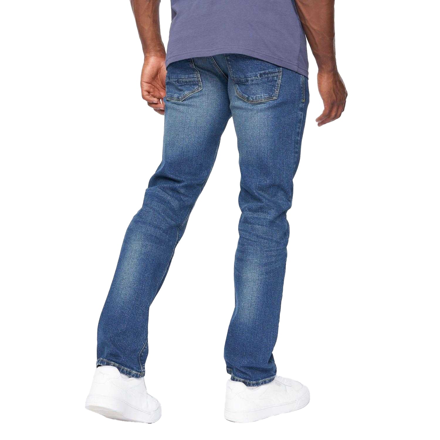 Stone Wash - Back - Crosshatch Mens Cadman Straight Jeans