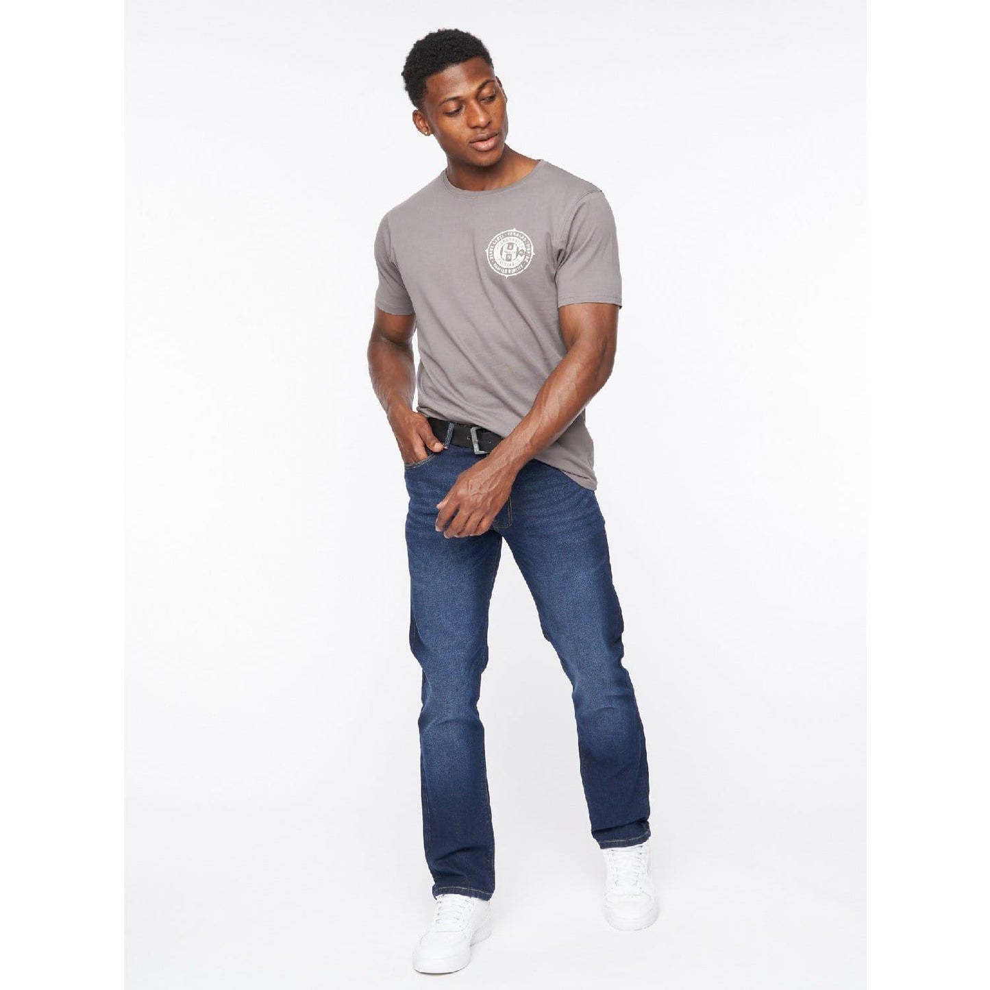 Navy - Side - Crosshatch Mens Cadman Straight Jeans