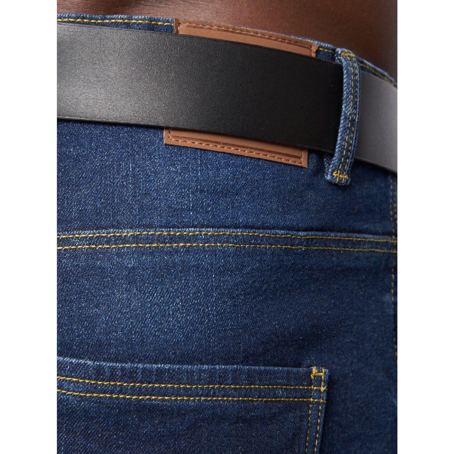 Navy - Close up - Crosshatch Mens Cadman Straight Jeans