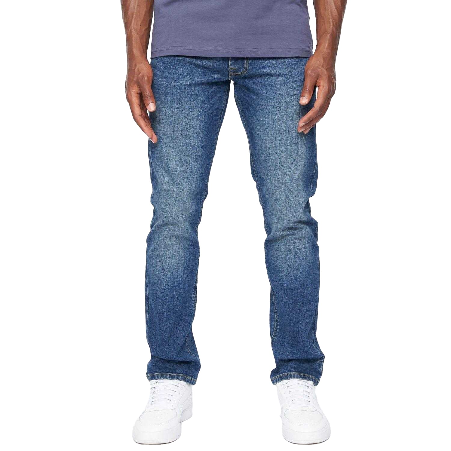 Stone Wash - Front - Crosshatch Mens Cadman Straight Jeans