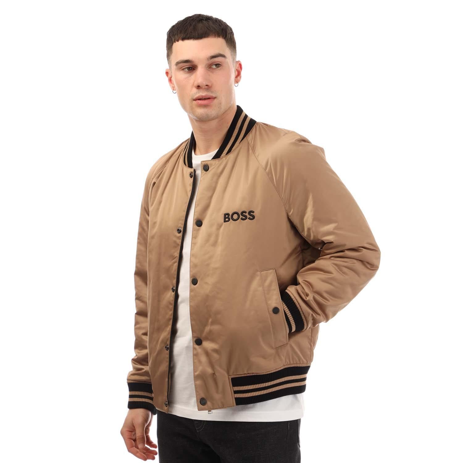 Beige - Side - Boss Mens Crospa Bomber Jacket