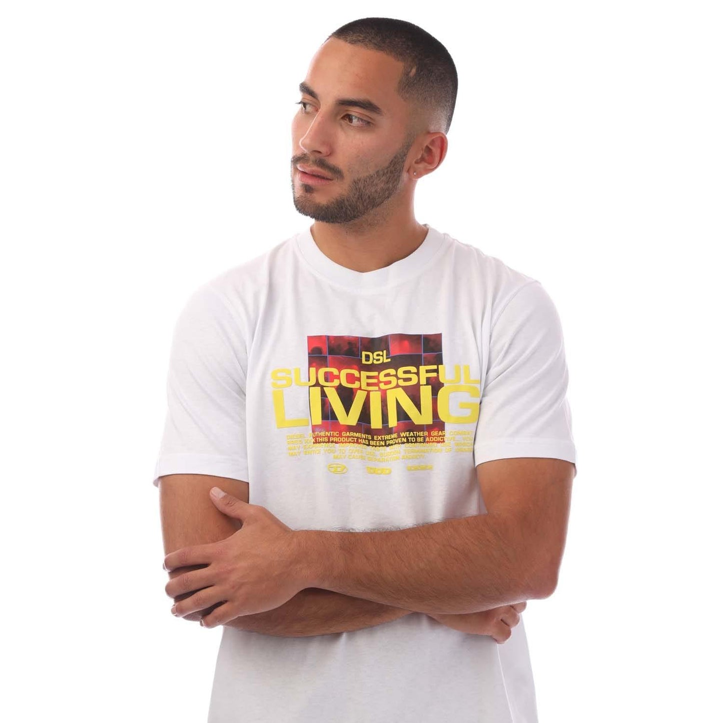 White - Side - Diesel Mens T-Just-N5 T-Shirt