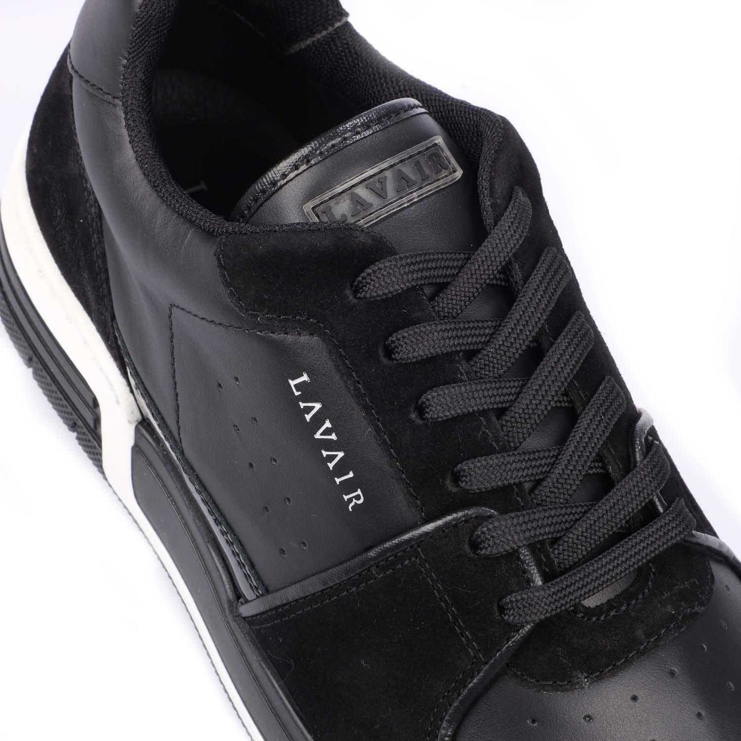 White-Black - Close up - Lavair Mens Vadum Leather Trainers