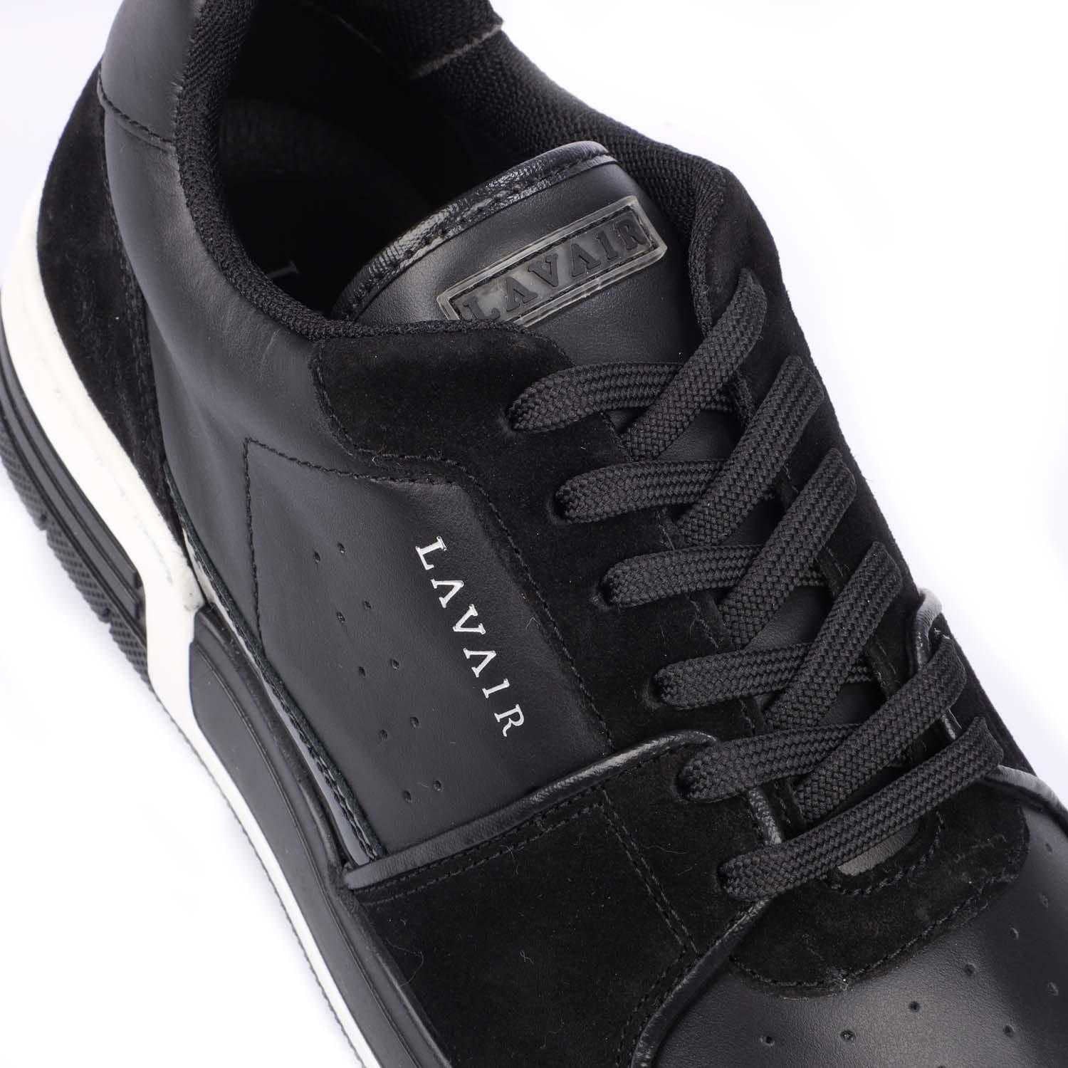 White-Black - Close up - Lavair Mens Vadum Leather Trainers