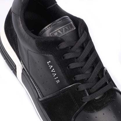 White-Black - Close up - Lavair Mens Vadum Leather Trainers