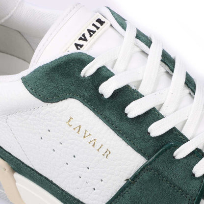 White-Green - Close up - Lavair Mens Vadum Leather Trainers
