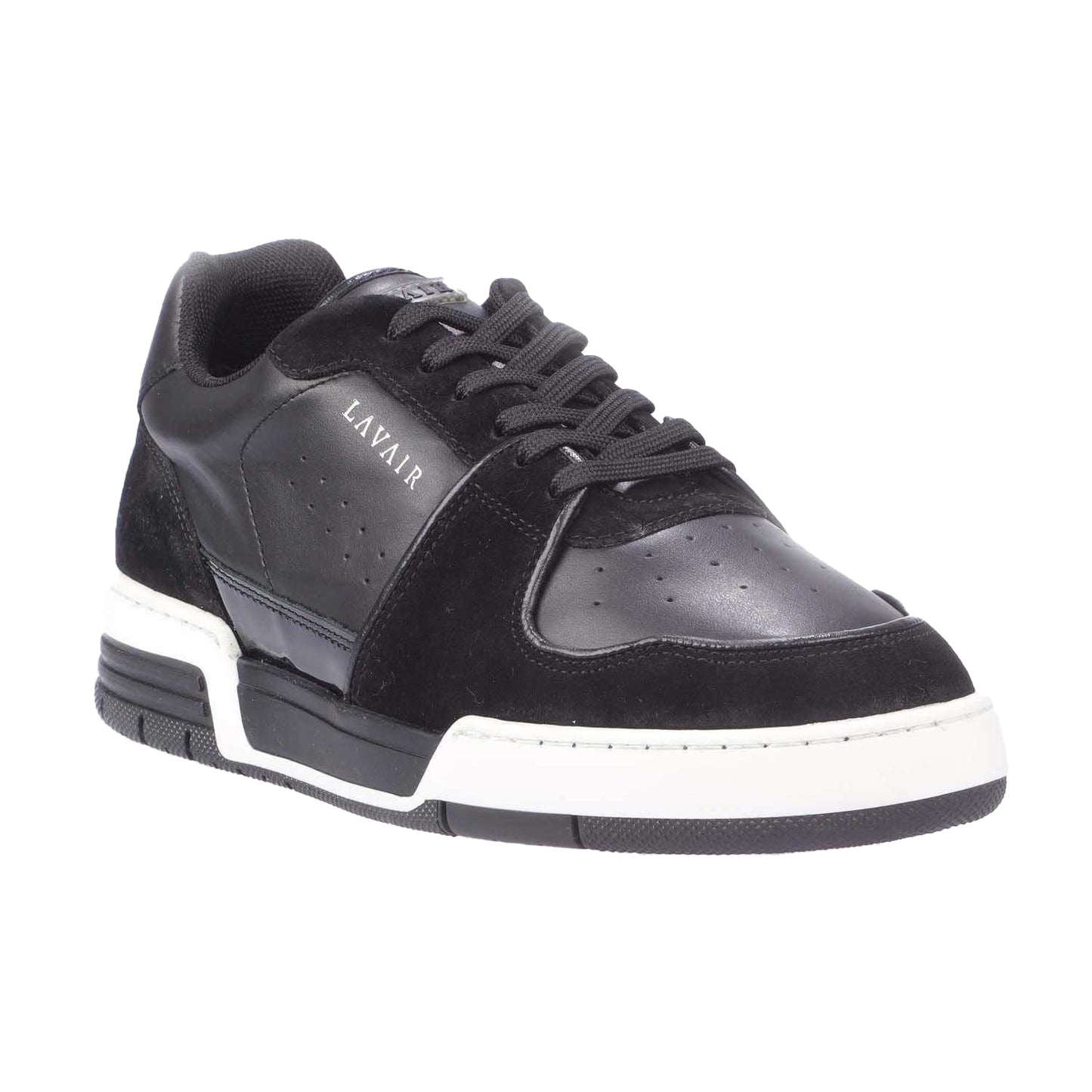White-Black - Front - Lavair Mens Vadum Leather Trainers