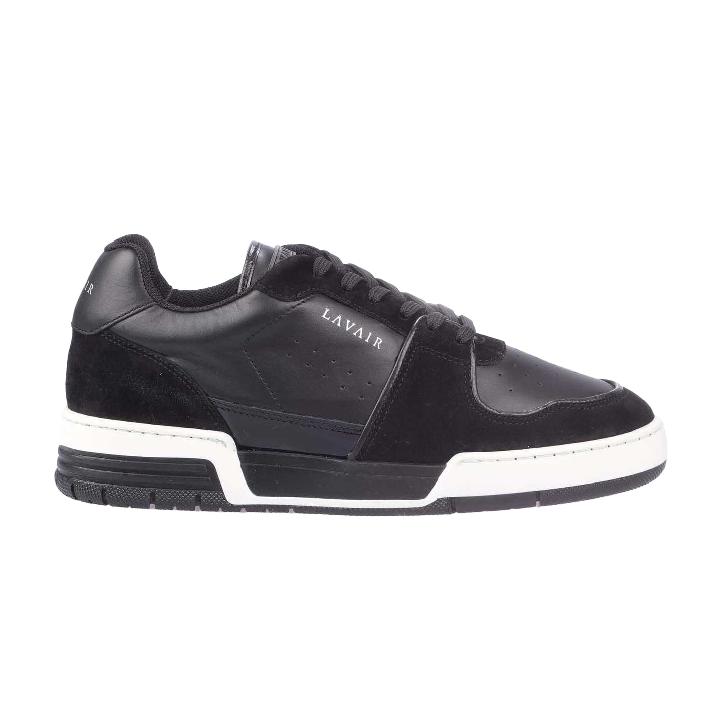 White-Black - Side - Lavair Mens Vadum Leather Trainers