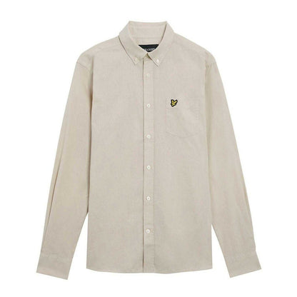 White - Close up - Lyle & Scott Mens Cotton Linen Button-Down Shirt