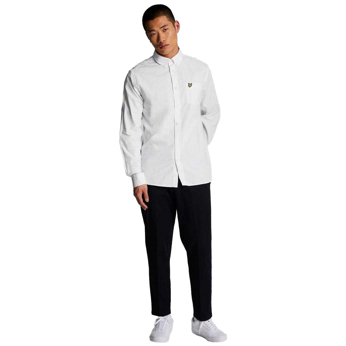 White - Pack Shot - Lyle & Scott Mens Cotton Linen Button-Down Shirt