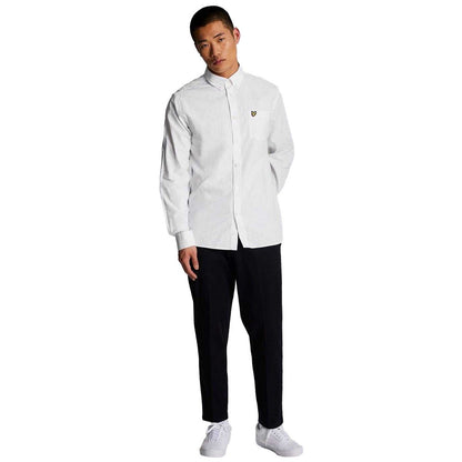 White - Pack Shot - Lyle & Scott Mens Cotton Linen Button-Down Shirt