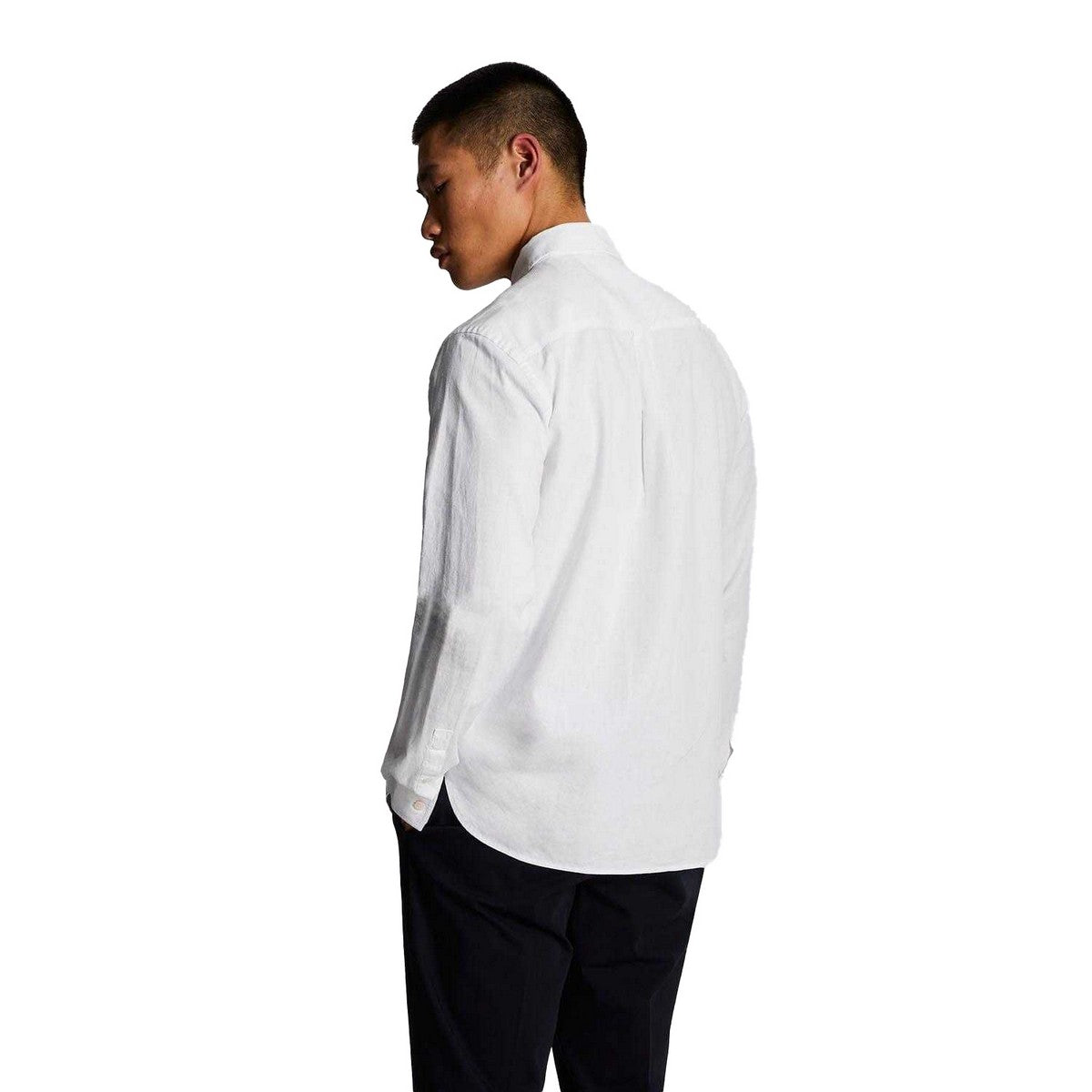 White - Back - Lyle & Scott Mens Cotton Linen Button-Down Shirt