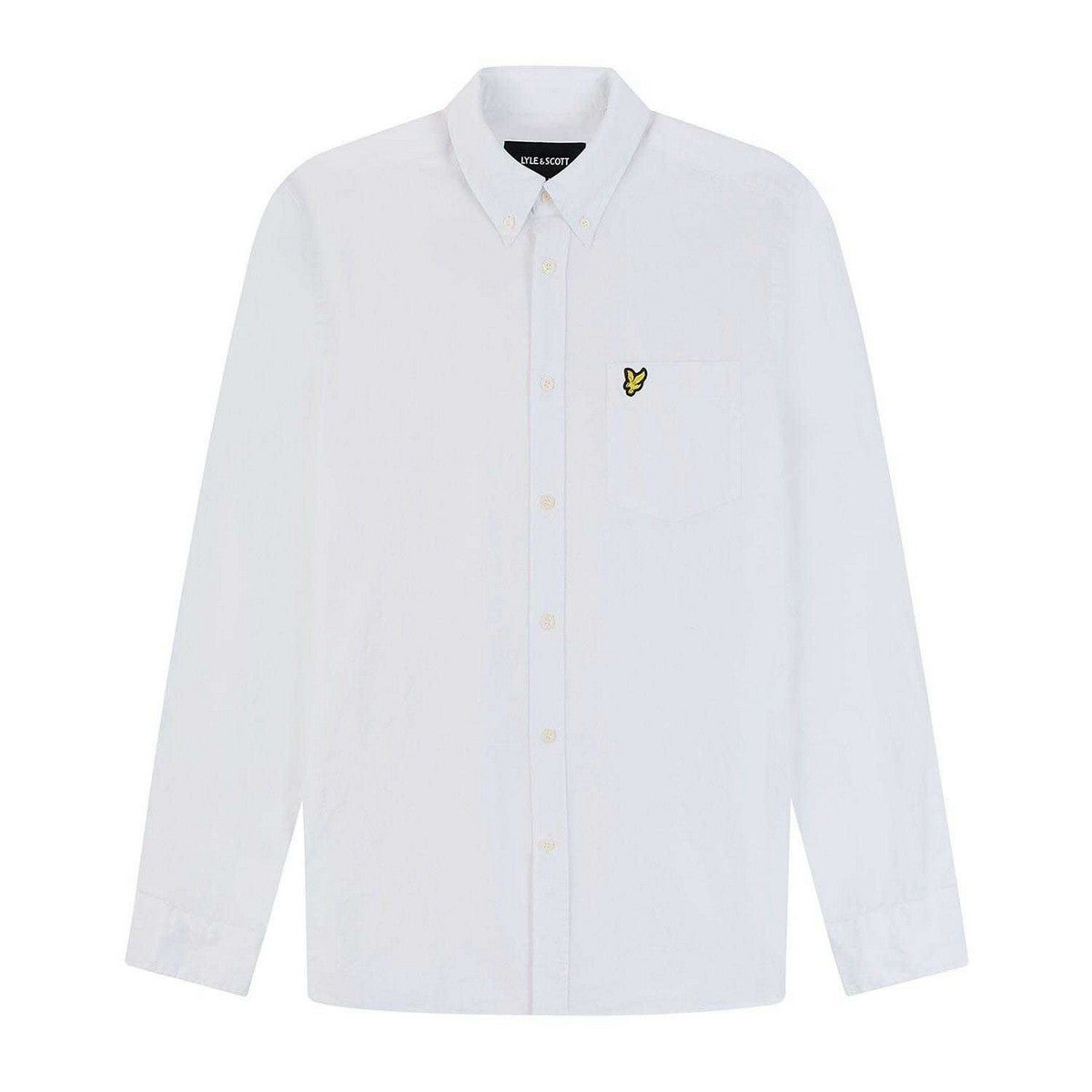 White - Front - Lyle & Scott Mens Cotton Linen Button-Down Shirt