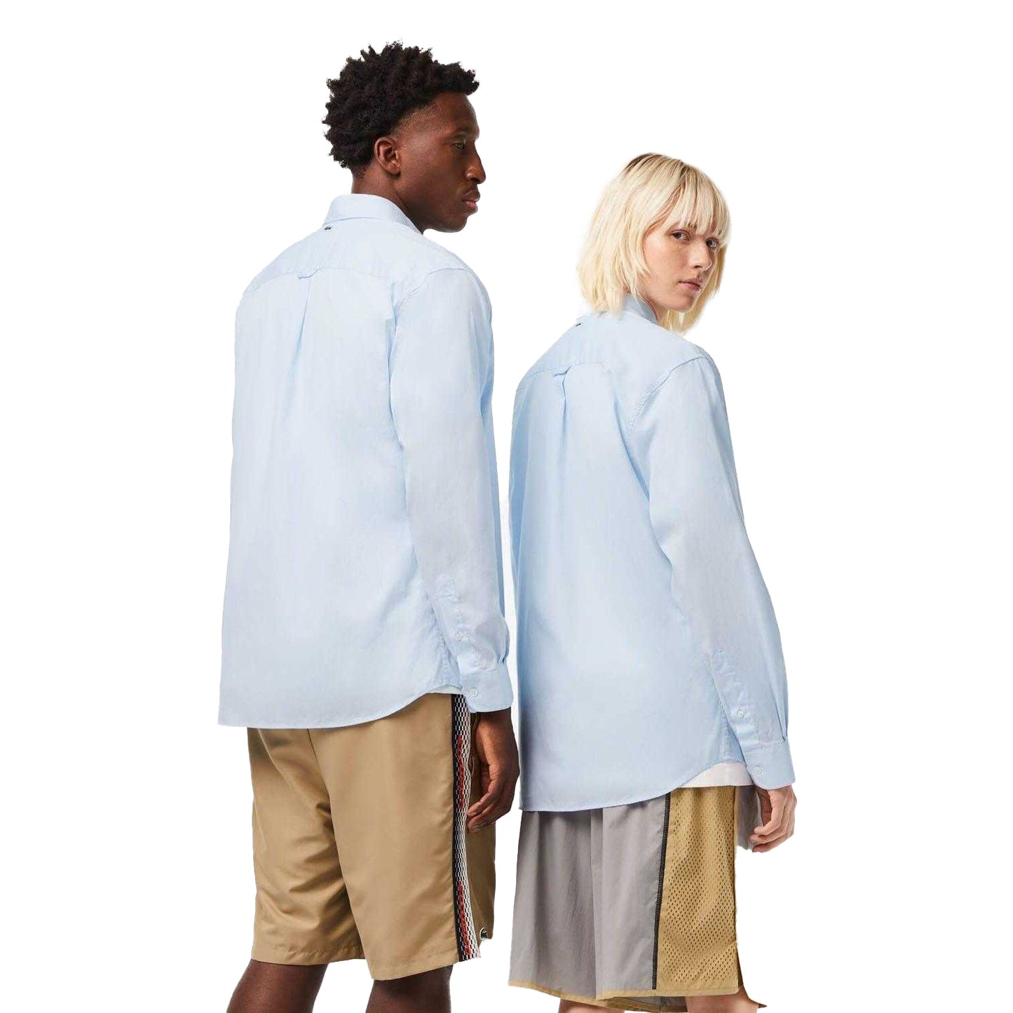 Light Blue - Back - Lacoste Unisex Adult Striped Relaxed Fit Shirt
