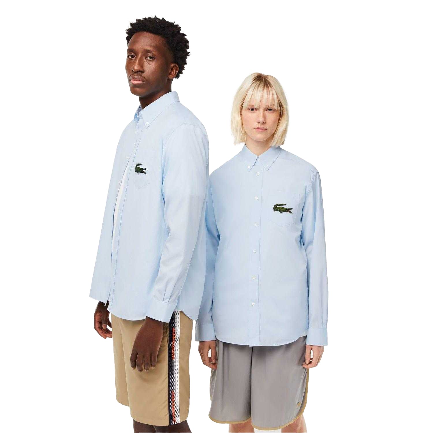 Light Blue - Lifestyle - Lacoste Unisex Adult Striped Relaxed Fit Shirt