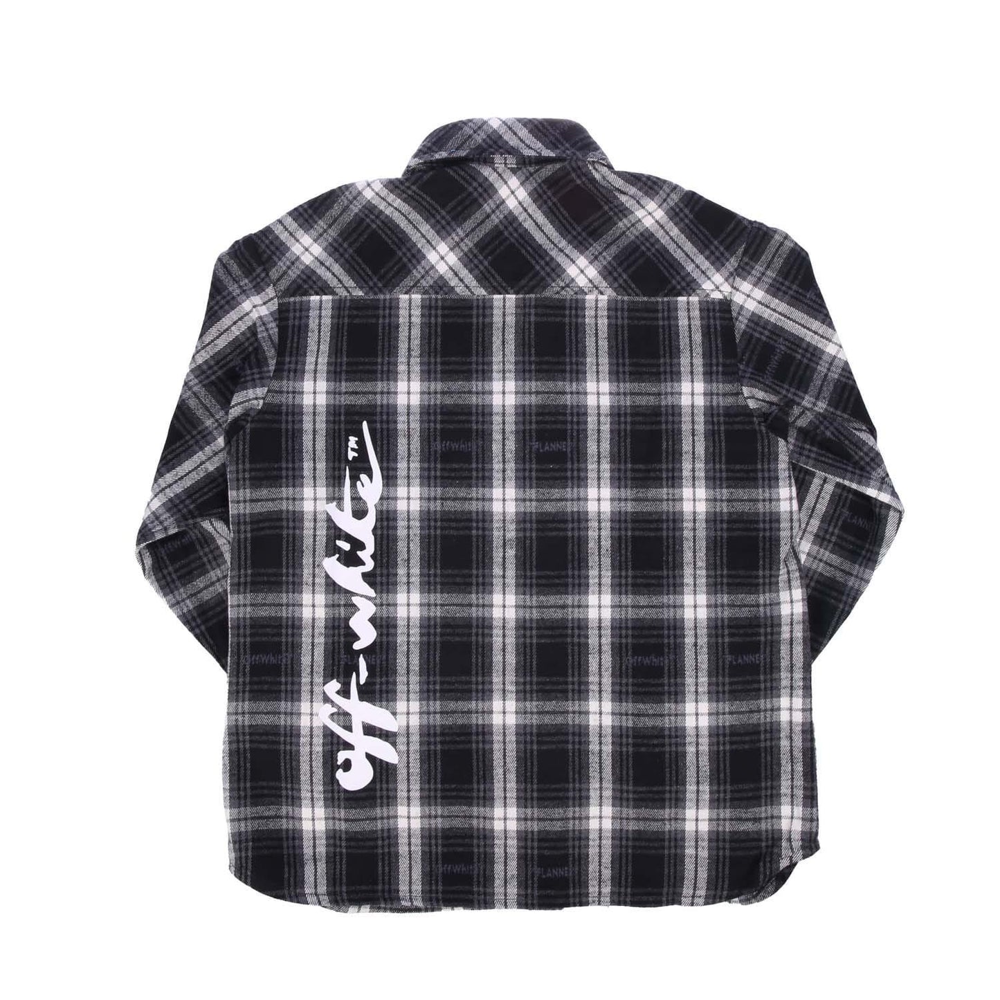Black-White - Back - Off White Childrens-Kids Checked Flannel Shirt