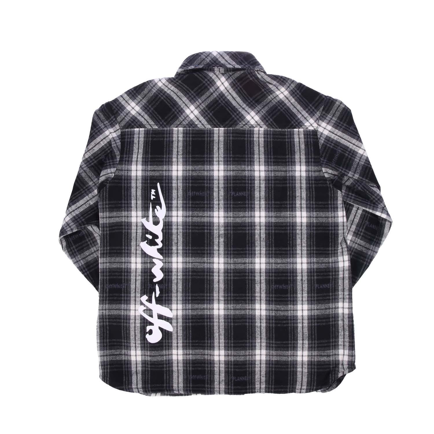 Black-White - Back - Off White Childrens-Kids Checked Flannel Shirt