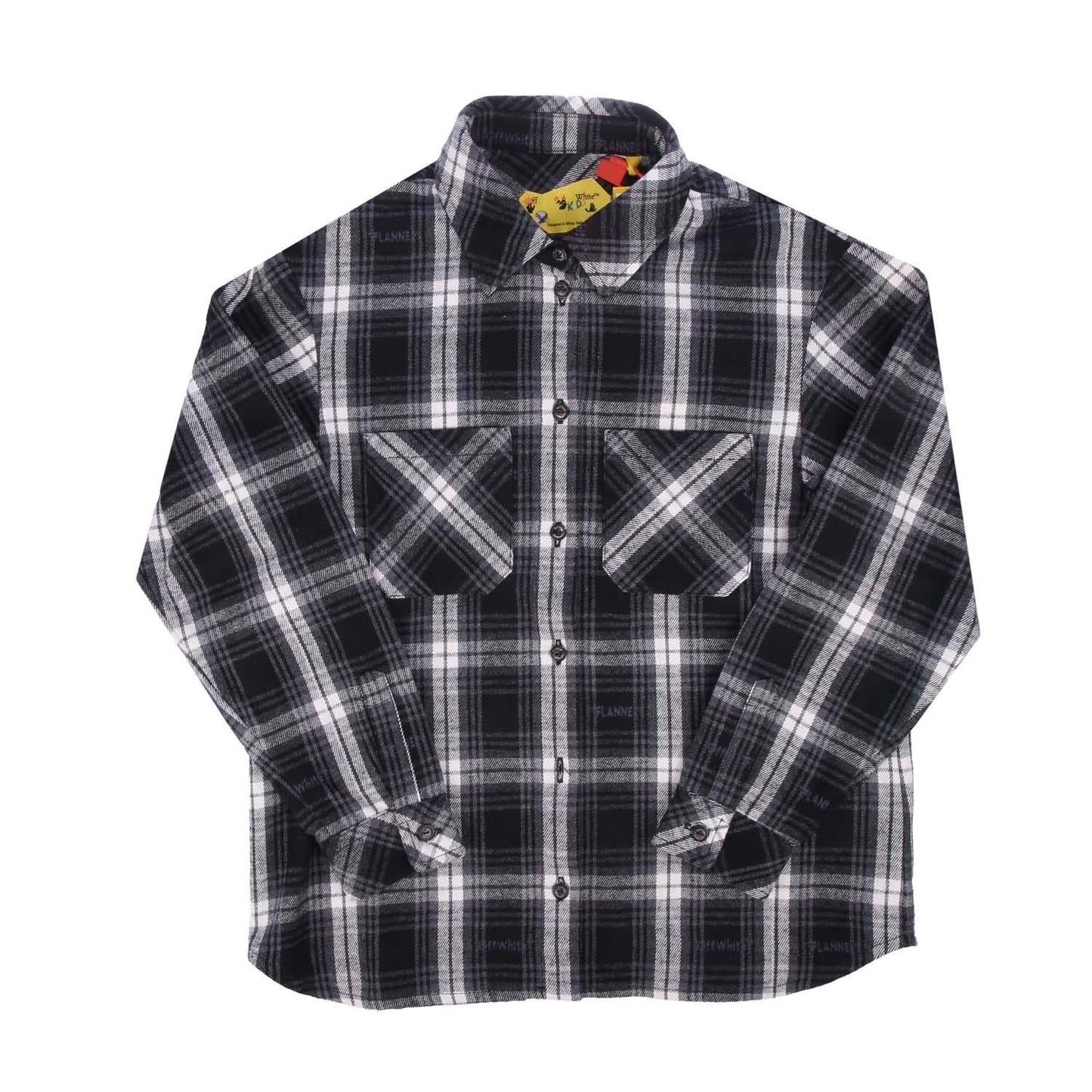 Black-White - Front - Off White Childrens-Kids Checked Flannel Shirt