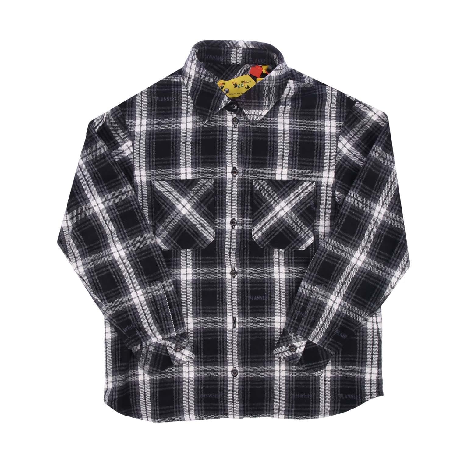 Black-White - Front - Off White Childrens-Kids Checked Flannel Shirt