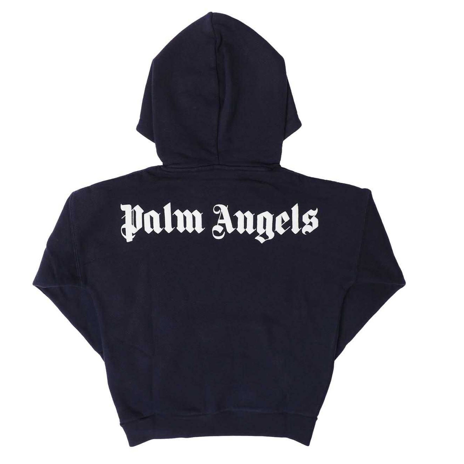 Navy-White - Back - Palm Angels Childrens-Kids Classic Logo Hoodie