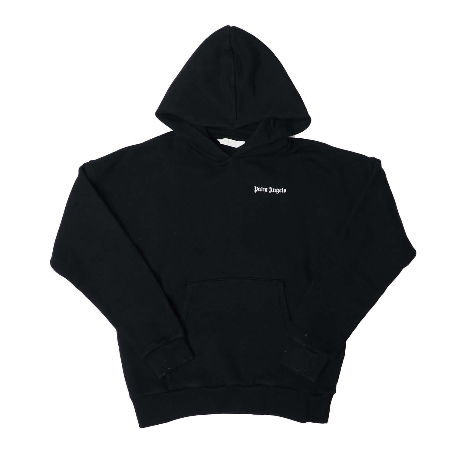 Black-White - Front - Palm Angels Childrens-Kids Classic Logo Hoodie