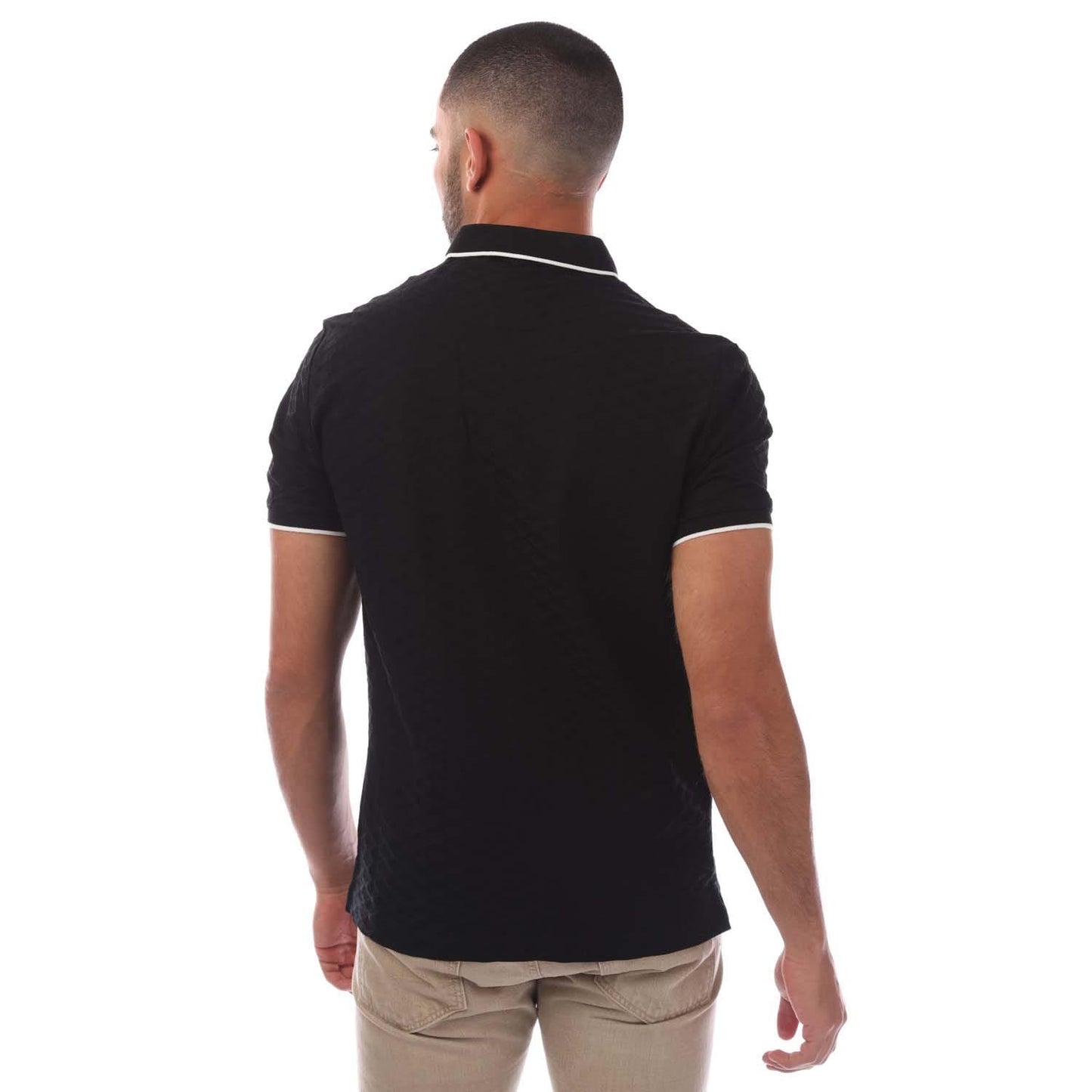 Black - Back - Emporio Armani Mens Eagle Jacquard Polo Shirt